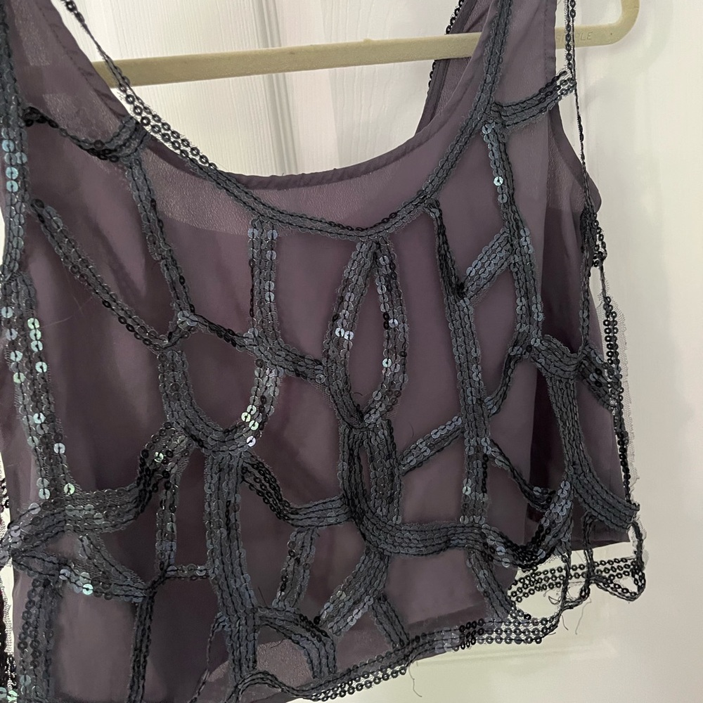 Gray Sequin Cropped Top - image 2